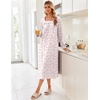 image:imageEkouaer Womens Cotton Nightgown Long Sleeve Sleepshirt Long Sleep DressWhite With Pink Flowers