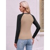 image:imageEkouaer Womens Long Sleeve Color Block Raglan Shirts Fitted Thermal TopsBlack Khaki Combo