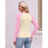 image:imageEkouaer Womens Long Sleeve Color Block Raglan Shirts Fitted Thermal TopsPink Beige Combo
