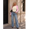 image:imageEkouaer Womens Long Sleeve Color Block Raglan Shirts Fitted Thermal TopsPink Beige Combo