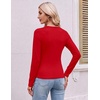 image:imageEkouaer Womens Long Sleeve Color Block Raglan Shirts Fitted Thermal TopsRed