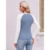 image:imageEkouaer Womens Long Sleeve Color Block Raglan Shirts Fitted Thermal TopsWhite Blue Combo