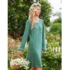 image:imageEkouaer Womens Long Sleeve Nightgown Crewneck Sleepshirt Soft Sleep DressAgreen