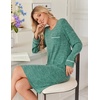 image:imageEkouaer Womens Long Sleeve Nightgown Crewneck Sleepshirt Soft Sleep DressAgreen