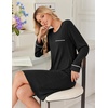 image:imageEkouaer Womens Long Sleeve Nightgown Crewneck Sleepshirt Soft Sleep DressBlack