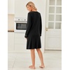 image:imageEkouaer Womens Long Sleeve Nightgown Crewneck Sleepshirt Soft Sleep DressBlack