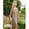 image:imageEkouaer Womens Long Sleeve Nightgown Crewneck Sleepshirt Soft Sleep DressBrown