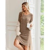image:imageEkouaer Womens Long Sleeve Nightgown Crewneck Sleepshirt Soft Sleep DressBrown