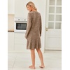 image:imageEkouaer Womens Long Sleeve Nightgown Crewneck Sleepshirt Soft Sleep DressBrown