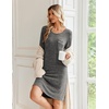 image:imageEkouaer Womens Long Sleeve Nightgown Crewneck Sleepshirt Soft Sleep DressDeep Grey