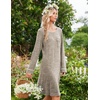 image:imageEkouaer Womens Long Sleeve Nightgown Crewneck Sleepshirt Soft Sleep DressKhaki