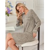 image:imageEkouaer Womens Long Sleeve Nightgown Crewneck Sleepshirt Soft Sleep DressKhaki