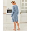 image:imageEkouaer Womens Long Sleeve Nightgown Crewneck Sleepshirt Soft Sleep DressLight Blue