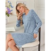 image:imageEkouaer Womens Long Sleeve Nightgown Crewneck Sleepshirt Soft Sleep DressLight Blue