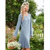 image:imageEkouaer Womens Long Sleeve Nightgown Crewneck Sleepshirt Soft Sleep DressLight Blue