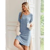 image:imageEkouaer Womens Long Sleeve Nightgown Crewneck Sleepshirt Soft Sleep DressLight Blue