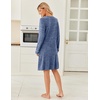 image:imageEkouaer Womens Long Sleeve Nightgown Crewneck Sleepshirt Soft Sleep DressNavy Blue