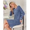 image:imageEkouaer Womens Long Sleeve Nightgown Crewneck Sleepshirt Soft Sleep DressNavy Blue