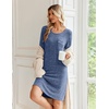 image:imageEkouaer Womens Long Sleeve Nightgown Crewneck Sleepshirt Soft Sleep DressNavy Blue