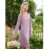 image:imageEkouaer Womens Long Sleeve Nightgown Crewneck Sleepshirt Soft Sleep DressPurple