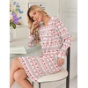 image:imageEkouaer Womens Long Sleeve Nightgown Crewneck Sleepshirt Soft Sleep DressWhite Christmas Reindeer