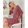 image:imageEkouaer Womens Long Sleeve Nightgown Crewneck Sleepshirt Soft Sleep DressWine Red