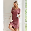 image:imageEkouaer Womens Long Sleeve Nightgown Crewneck Sleepshirt Soft Sleep DressWine Red
