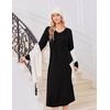 image:imageEkouaer Womens Long Sleeve Nightgown Long Sleepshirt Pleated Sleep DressBlack