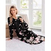 image:imageEkouaer Womens Long Sleeve Nightgown Long Sleepshirt Pleated Sleep DressBlack Begonia
