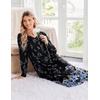 image:imageEkouaer Womens Long Sleeve Nightgown Long Sleepshirt Pleated Sleep DressBlack Blue Floral