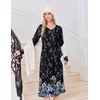 image:imageEkouaer Womens Long Sleeve Nightgown Long Sleepshirt Pleated Sleep DressBlack Blue Floral