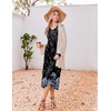 image:imageEkouaer Womens Long Sleeve Nightgown Long Sleepshirt Pleated Sleep DressBlack Blue Floral