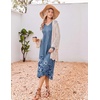 image:imageEkouaer Womens Long Sleeve Nightgown Long Sleepshirt Pleated Sleep DressBlue Floral