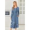 image:imageEkouaer Womens Long Sleeve Nightgown Long Sleepshirt Pleated Sleep DressBlue Floral