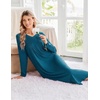 image:imageEkouaer Womens Long Sleeve Nightgown Long Sleepshirt Pleated Sleep DressBlue Green