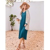image:imageEkouaer Womens Long Sleeve Nightgown Long Sleepshirt Pleated Sleep DressBlue Green