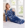 image:imageEkouaer Womens Long Sleeve Nightgown Long Sleepshirt Pleated Sleep DressFloral Navy