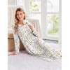 image:imageEkouaer Womens Long Sleeve Nightgown Long Sleepshirt Pleated Sleep DressFlower White