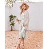 image:imageEkouaer Womens Long Sleeve Nightgown Long Sleepshirt Pleated Sleep DressFlower White