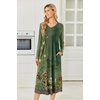image:imageEkouaer Womens Long Sleeve Nightgown Long Sleepshirt Pleated Sleep DressGreen Floral