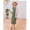 image:imageEkouaer Womens Long Sleeve Nightgown Long Sleepshirt Pleated Sleep DressGreen Floral