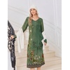 image:imageEkouaer Womens Long Sleeve Nightgown Long Sleepshirt Pleated Sleep DressGreen Floral
