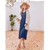 image:imageEkouaer Womens Long Sleeve Nightgown Long Sleepshirt Pleated Sleep DressNavy