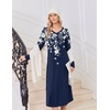 image:imageEkouaer Womens Long Sleeve Nightgown Long Sleepshirt Pleated Sleep DressNavy Blue Flower