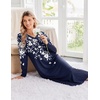 image:imageEkouaer Womens Long Sleeve Nightgown Long Sleepshirt Pleated Sleep DressNavy Blue Flower
