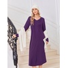 image:imageEkouaer Womens Long Sleeve Nightgown Long Sleepshirt Pleated Sleep DressPurple