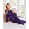 image:imageEkouaer Womens Long Sleeve Nightgown Long Sleepshirt Pleated Sleep DressPurple
