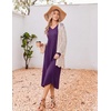 image:imageEkouaer Womens Long Sleeve Nightgown Long Sleepshirt Pleated Sleep DressPurple
