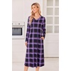 image:imageEkouaer Womens Long Sleeve Nightgown Long Sleepshirt Pleated Sleep DressPurple Black Plaid