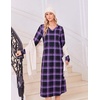 image:imageEkouaer Womens Long Sleeve Nightgown Long Sleepshirt Pleated Sleep DressPurple Black Plaid